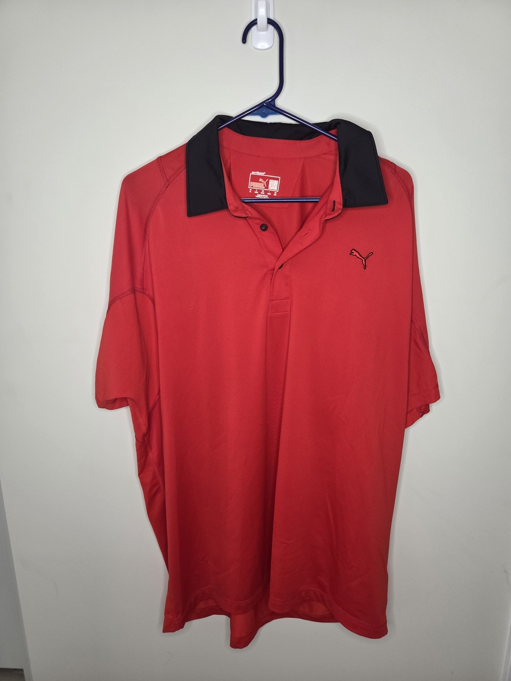 Puma Red Polo with Black Contrast Collar